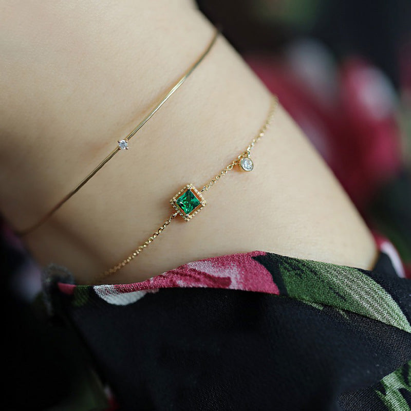 Emerald Crystal Chain Bracelet